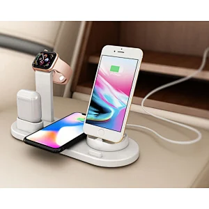 Fuente de alimentación de cargador rápido inalámbrico 4 en 1/accesorios de teléfono/USB/cargador estación de carga de reloj inteligente soporte de carga múltiple para Acc