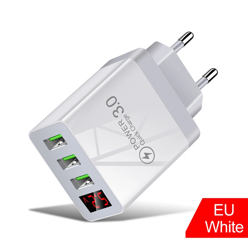 Carga rápida 3.0 5V 3A Pantalla digital de carga rápida Cargador de teléfonos inteligentes de pared de carga rápida
