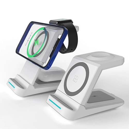 Cargador inalámbrico 3 en 1 magnético para iPhone 13 12 11 X Airpods iWatch 30W Qi base de carga rápida para Xiaomi Huawei Samsung