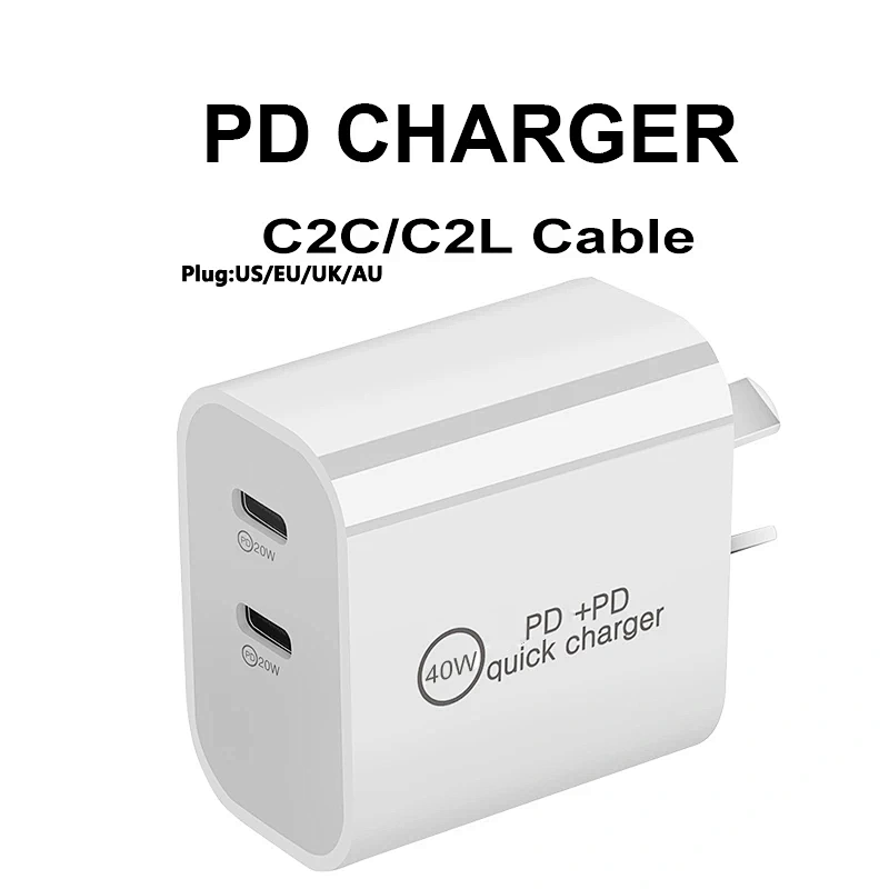 Tipo c Cargador Adaptador de carga rápida Cargador de pared dual portátil 20w Cargadores de teléfono móvil