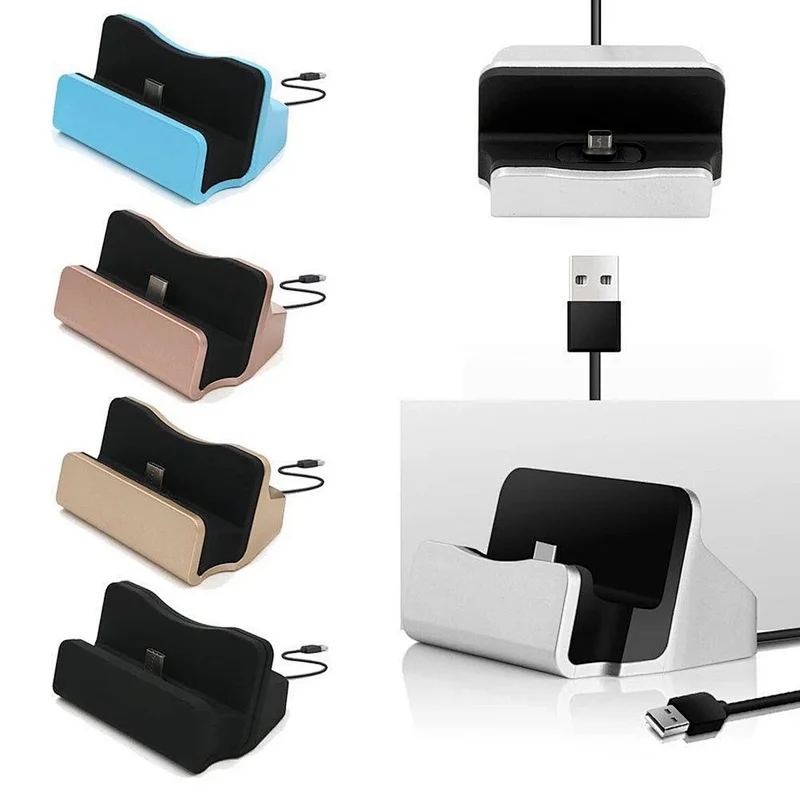 USB2.0 Type-C Phone Charger Fast Charging Dock Station Desktop Docking Charger Cradle Stand Support Data Sync