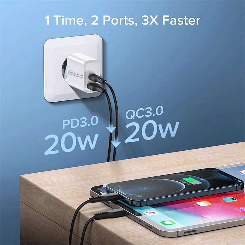 Original Apple PD 20W USB tipo C cargador adaptador LED rápido de la carga del teléfono para iPhone 12 11 Pro Max X Xs X Xr 7 AirPods iPad Huawei Xiaomi, Samsung, LG,