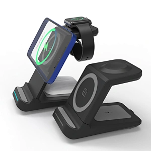 Cargador inalámbrico 3 en 1 magnético para iPhone 13 12 11 X Airpods iWatch 30W Qi base de carga rápida para Xiaomi Huawei Samsung