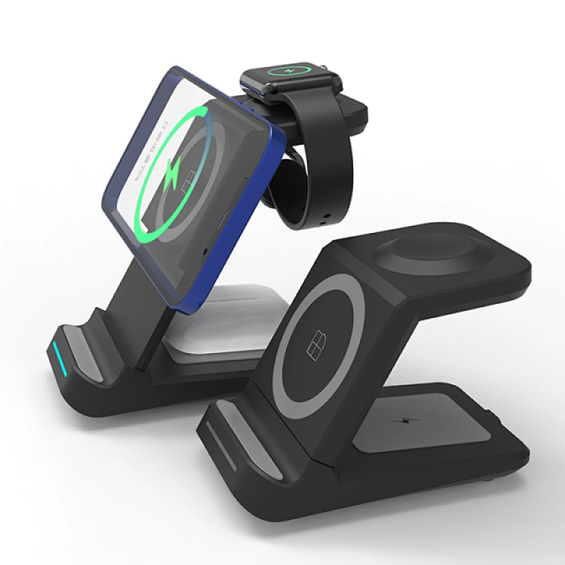 Cargador inalámbrico 3 en 1 magnético para iPhone 13 12 11 X Airpods iWatch 30W Qi base de carga rápida para Xiaomi Huawei Samsung