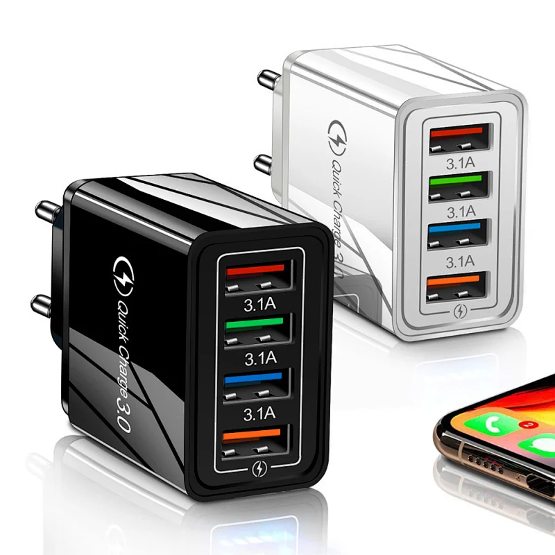 4 USB Fast Charger Quick Charge 3.0 Charger Mobile Phone Chargers Adapter