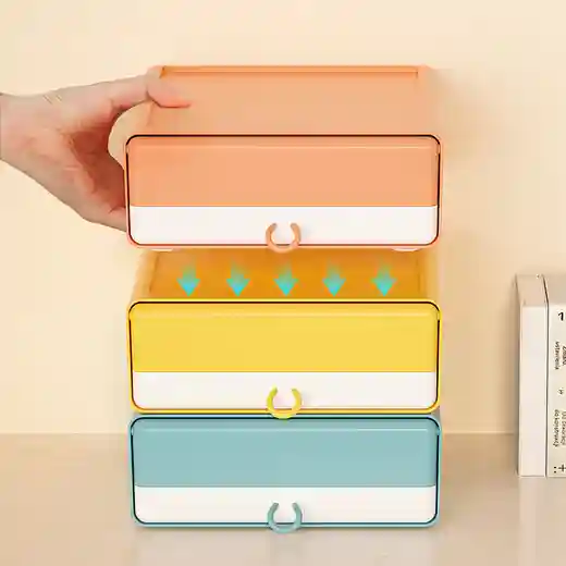Haixin new design colorful stackable drawer organizer desktop plastic ...