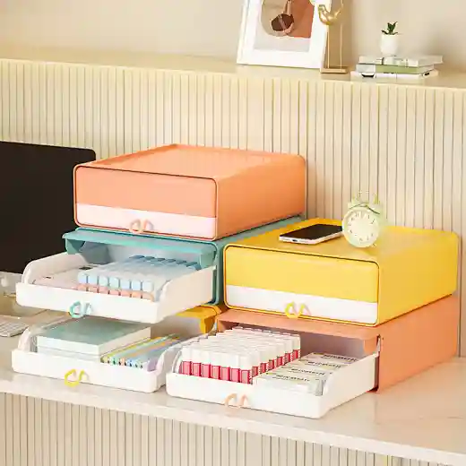 Haixin new design colorful stackable drawer organizer desktop plastic ...