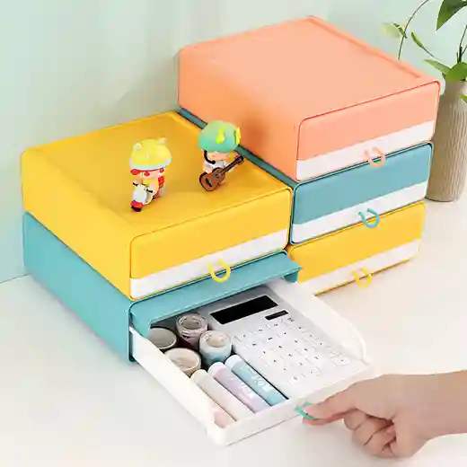 Haixin new design colorful stackable drawer organizer desktop plastic ...