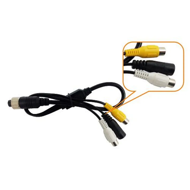 EV-4PINRCA 適配器電纜,帶 4 針母頭轉 2 個 RCA 母頭連接器和 1 個 DC 母頭連接器