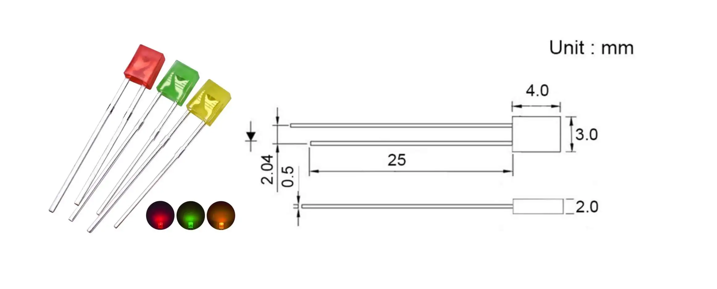 2 pin rgb led diode for indicator light
