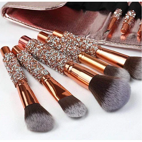 Rhinestone Glitter Handle Make Up Foundation Brush Set