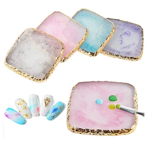 Nail Art Resin Palette with Gold Rim