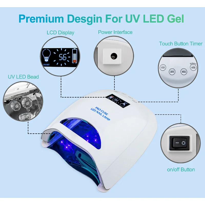 cordless nail drying lamp 48w 4 timer handheld