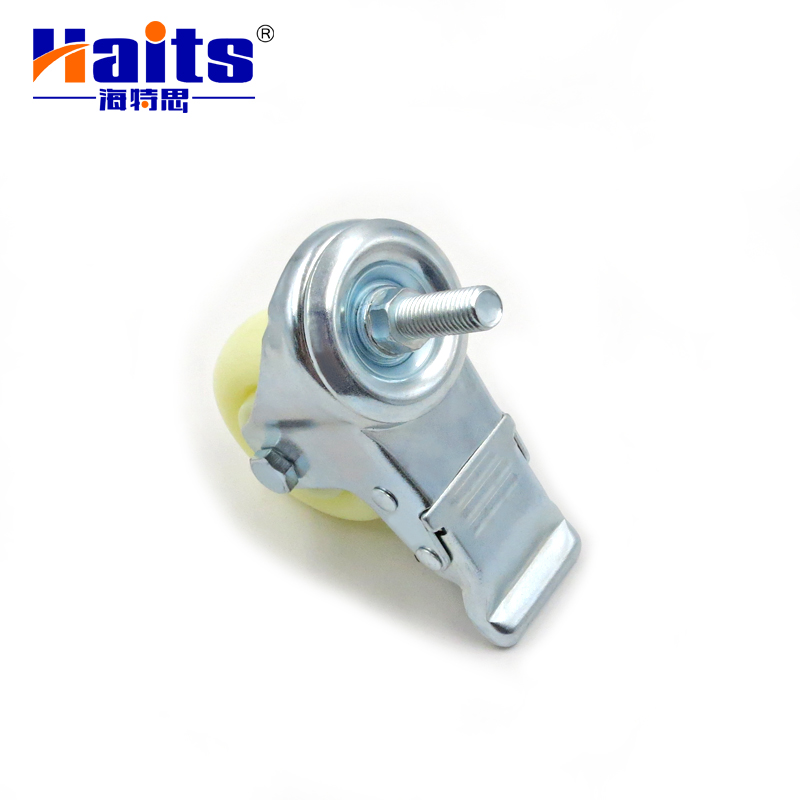 HT-08.072S-B Thread Stem Caster Double Brake Caster Wheel for Trolley