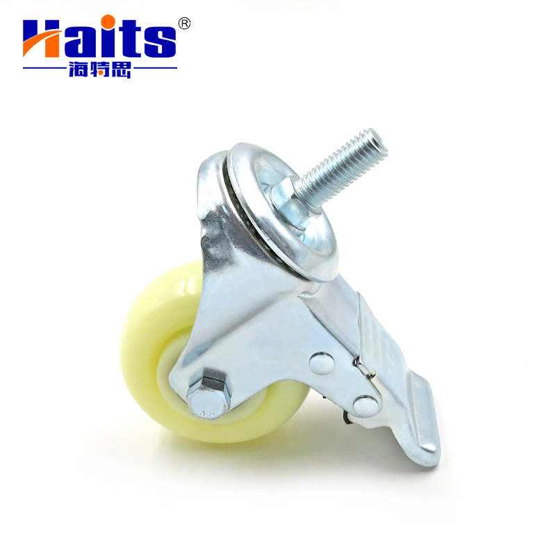 HT-08.072S-B Thread Stem Caster Double Brake Caster Wheel for Trolley