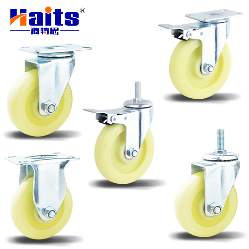 HT-08.072S-B Thread Stem Caster Double Brake Caster Wheel for Trolley