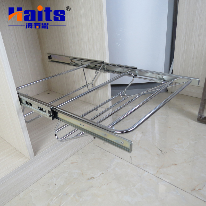 HT-10.1309 Haits Metal Wardrobe Hinging Shoe Rack Sliding Basket