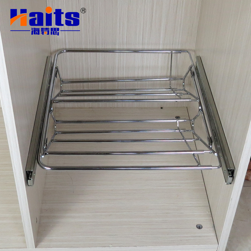 HT-10.1309 Haits Metal Wardrobe Hinging Shoe Rack Sliding Basket