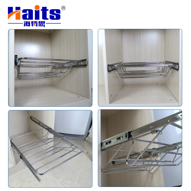 HT-10.1309 Haits Metal Wardrobe Hinging Shoe Rack Sliding Basket
