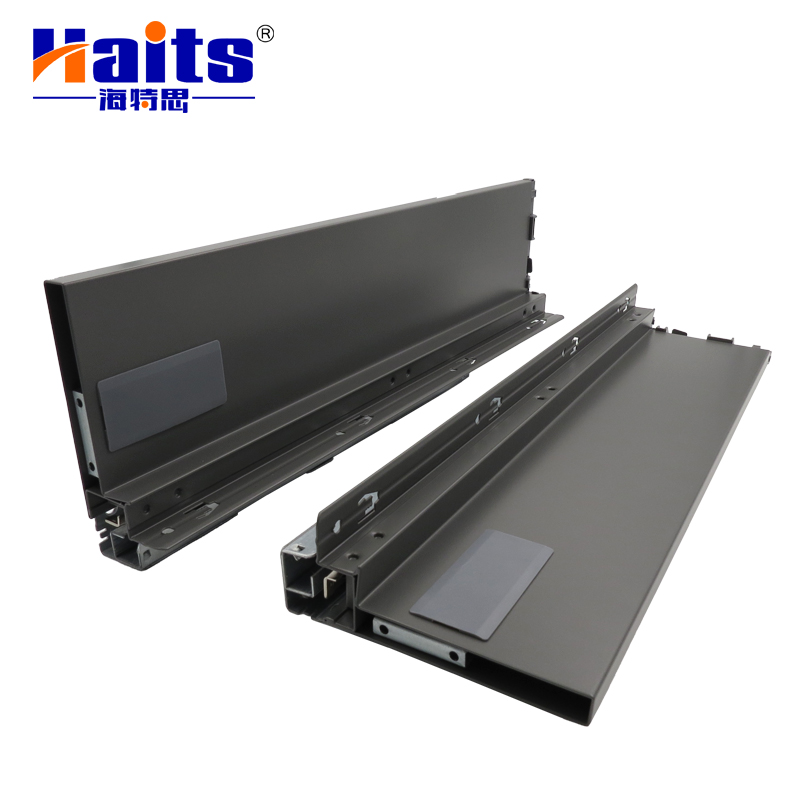 HT-01.E312 Undermount Drawer Slides Soft Close Black Metal Box Drawer Slide Kitchen Cabinet Drawer Slide Channel 35KG Loading Capacity