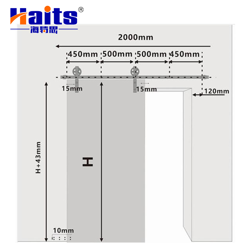 HT-33.032 Antique Style Hanging Sliding Solid Wood Plank Barn Door System
