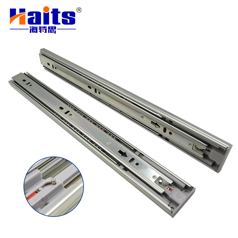 HT-01.018 B Hot Selling Furniture Hardware 45mm 3 Folds Drawer Box Slide Push Opening Ball Bearing Drawer Slide