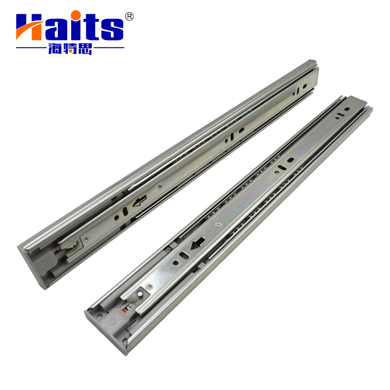 HT-01.018 B Hot Selling Furniture Hardware 45mm 3 Folds Drawer Box Slide Push Opening Ball Bearing Drawer Slide
