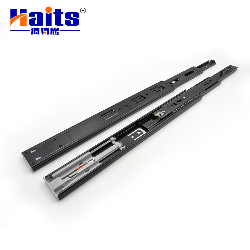 HT-01.018 B Hot Selling Furniture Hardware 45mm 3 Folds Drawer Box Slide Push Opening Ball Bearing Drawer Slide
