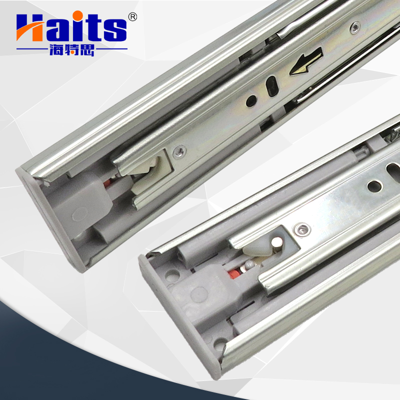 HT-01.018 B Hot Selling Furniture Hardware 45mm 3 Folds Drawer Box Slide Push Opening Ball Bearing Drawer Slide