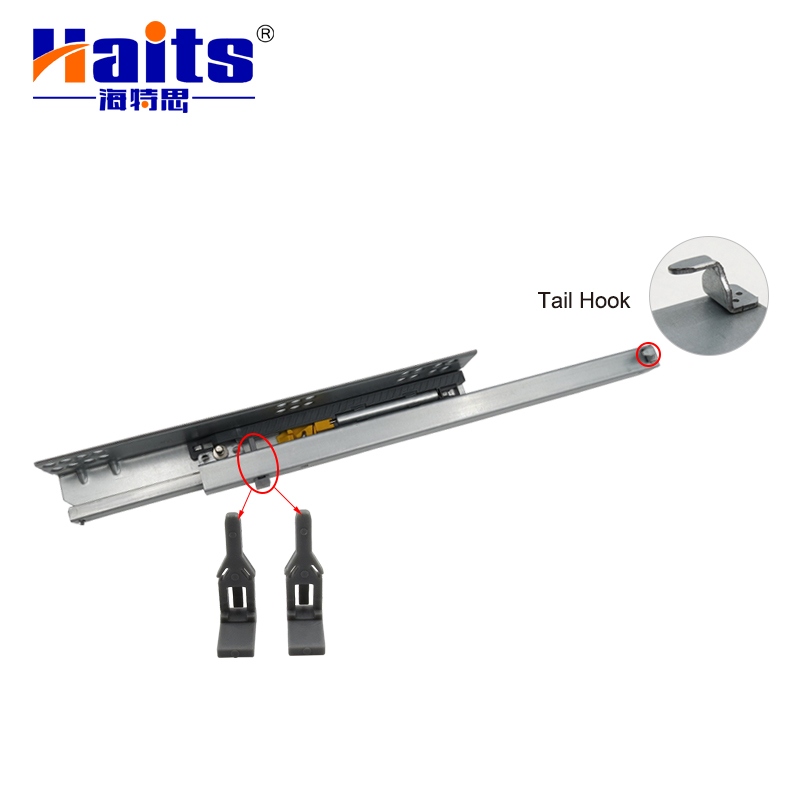 HT-01.019 HS1 2-Fold Concealed Soft Close Drawer Runner With Adjustable Pin For 18 mm Board Drawer Slide Extension Ball Bearing soft close drawer runner