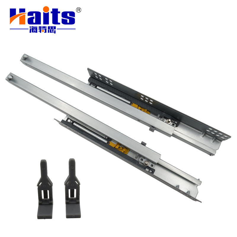 HT-01.019 HS1 2-Fold Concealed Soft Close Drawer Runner With Adjustable Pin For 18 mm Board Drawer Slide Extension Ball Bearing soft close drawer runner