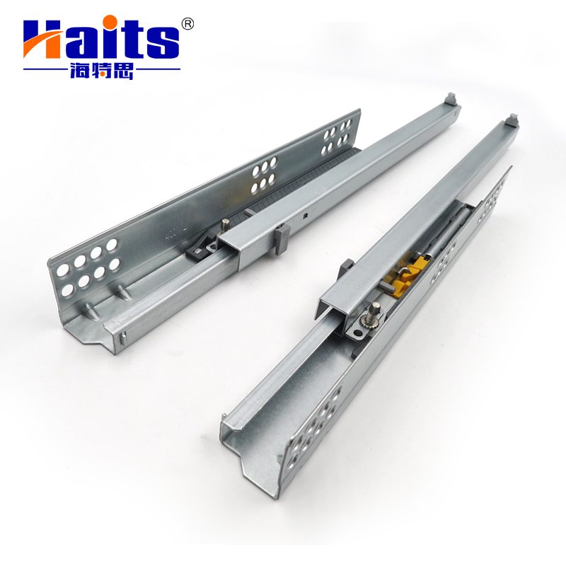 HT-01.019 HS1 2-Fold Concealed Soft Close Drawer Runner With Adjustable Pin For 18 mm Board Drawer Slide Extension Ball Bearing soft close drawer runner