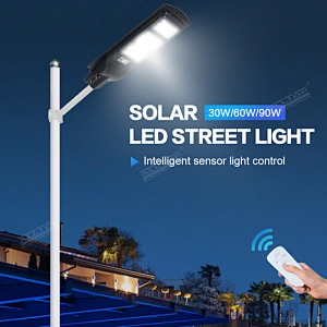 ALLTOP Hot Sale Ip65 Waterproof Outdoor Remote Control Motion Sensor 30W 60W 90W Integrated All In One Solar Led Street Light