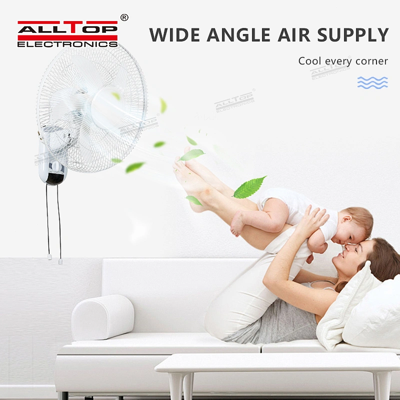 ALLTOP Low price cooling electric type high-speed home interior mute 16 Inch solar wall mounted fan
