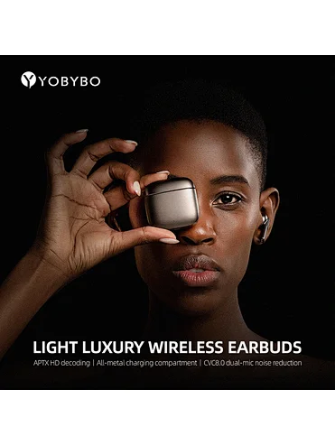 YOBYBO Zip20 Metal Bluetooth High-end Earbuds Best luxury Premium Sound Earphones 40h Long-life Qualcomm chip Headphones