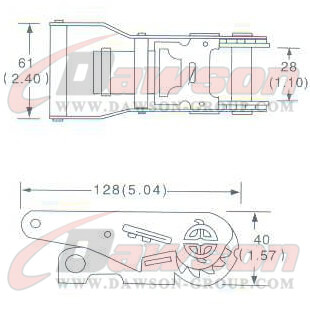 Drawing of DG-B014 1-1 16'' Ratchet Buckle, 28MM Ratchet Buckle,1500kgs - China Dawson Supplier