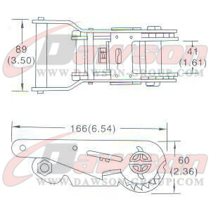 Drawing of DG-B007 1_5'' Ratchet Buckle,35MM 38MM Ratchet Buckle,2500kgs - China Dawson Supplier