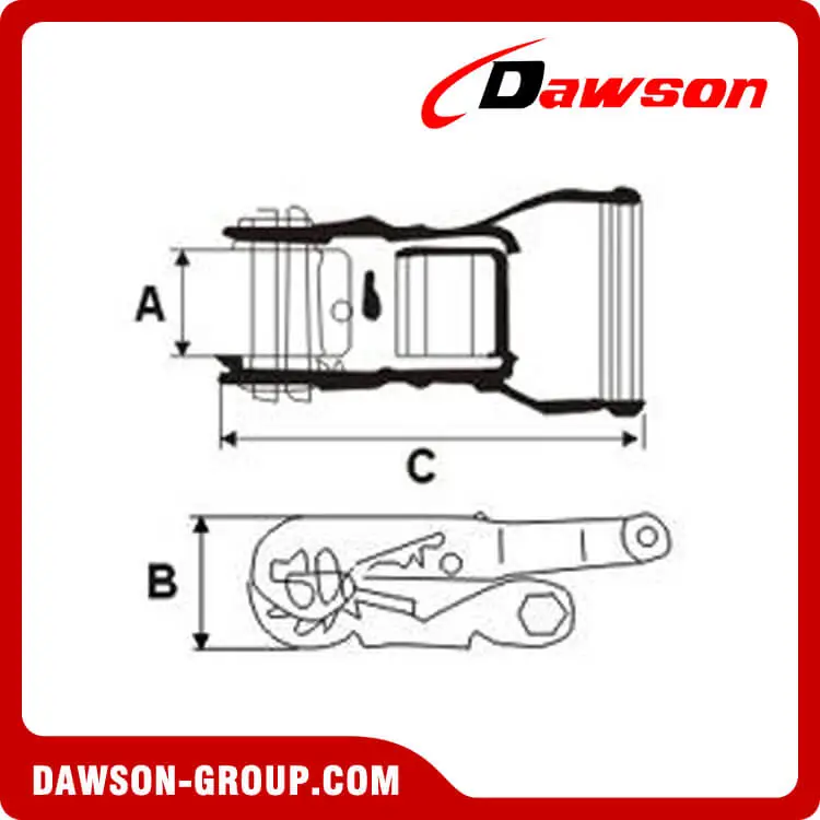 Drawing of 25MM-semi-automatic-Ratchet-Buckle - Dawson Group Ltd. - China manufacturer, Supplier, Factory