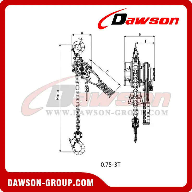 DS-DX 0.75T - 9T Hand Lever Hoist with Lifting Chain