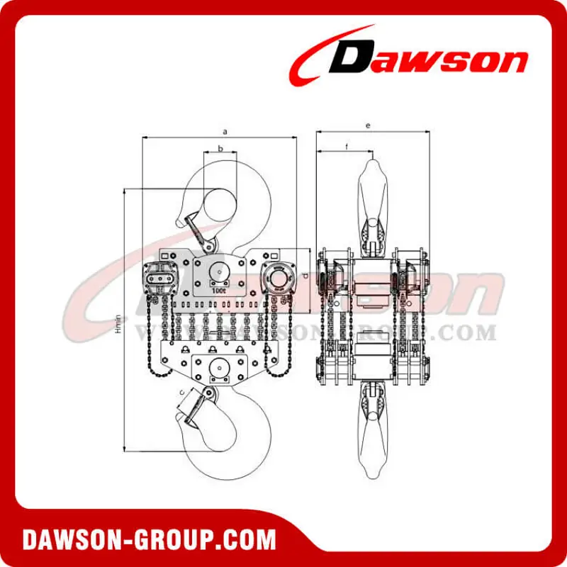 DS-DF-D 100T Chain Hoist, 100000kg Heavy Duty Chain Block for Lifting