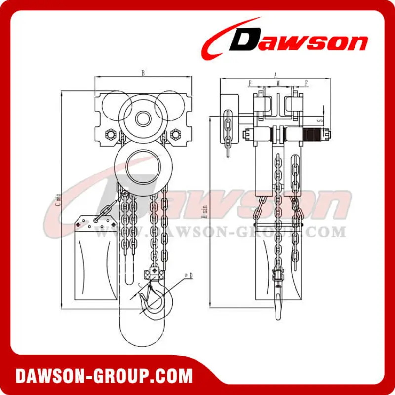 0.5T - 15T Stainless Steel Chain Hoist / Stainless Steel Chain Block for Marine Transportation, Low Headroom Hoist Trolley