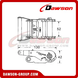 DSRB50202 B/S 2000KG/4400LBS Yellow Zinc Plated Ratchet Buckle