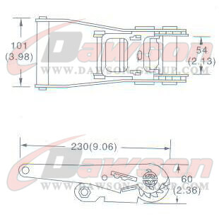 Drawing of DG-B001 2'' Ratchet Buckle,50MM Ratchet Buckle,3000kgs - China Dawson Supplier