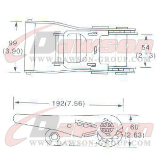 Drawing of DG-B002 2'' Ratchet Buckle,50MM Ratchet Buckle,3000kgs - China Dawson Supplier
