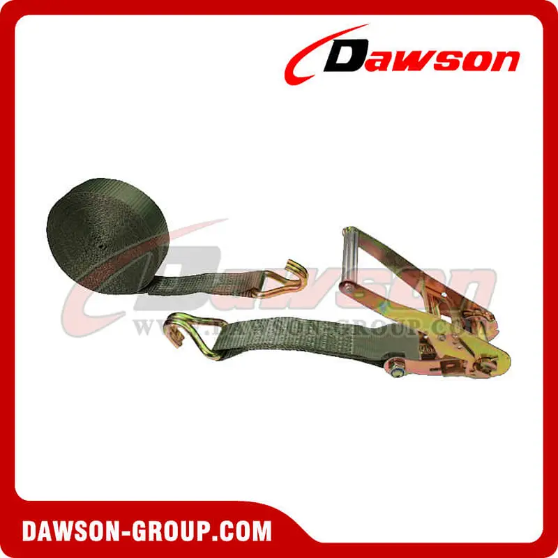 2 inch 30 feet Olive Ratchet Strap with Double J Hook