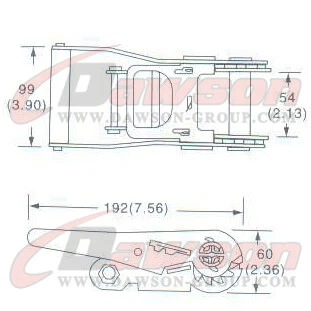 Drawing of DG-B004 2'' Ratchet Buckle,50MM Ratchet Buckle,3000kgs - China Dawson Supplier