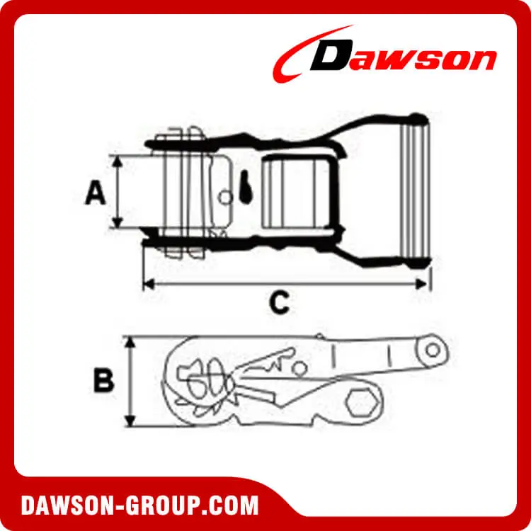 Drawing of 1500kg-ratchet-buckle-with-plastic-covered-handle - Dawson Group Ltd. - China manufacturer, Supplier, Factory