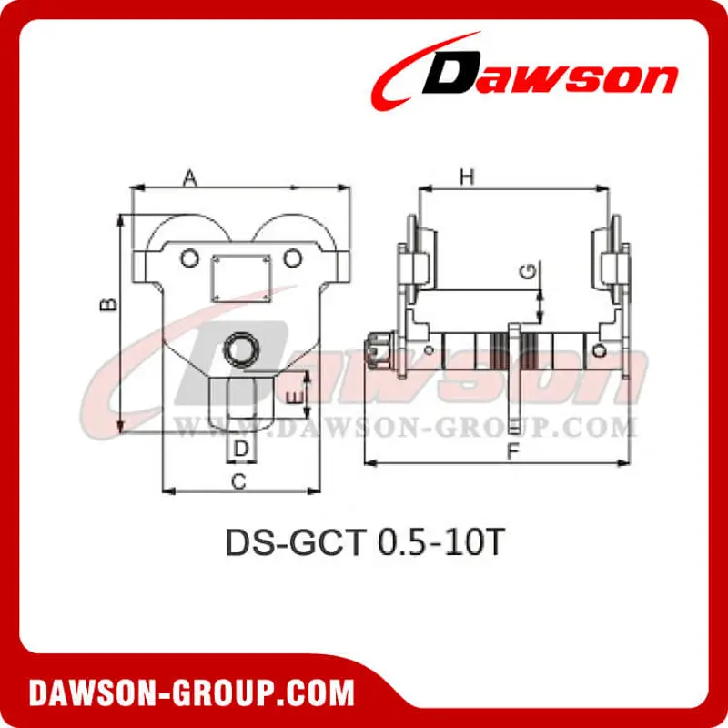 DS-GCT 0.5-10Ton Hand Push Trolley, Push Travel Trolley Clamp