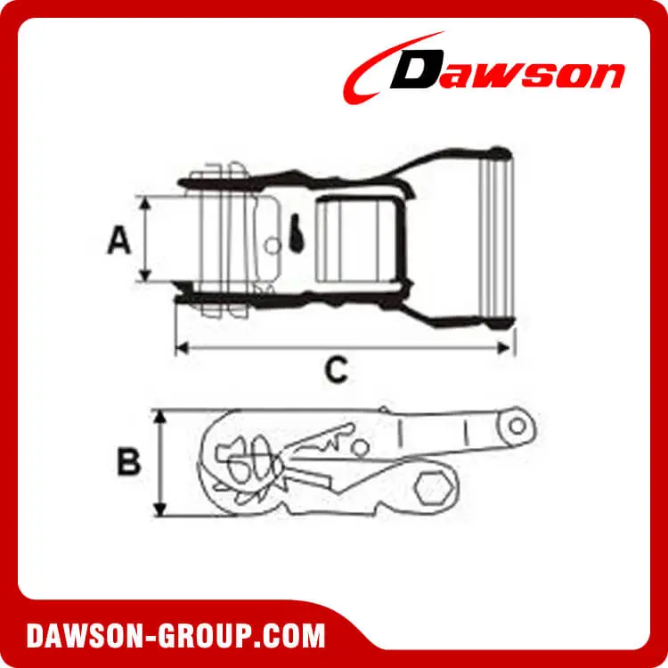 Drawing of 25mm-ratchet-buckle-800kg-ratchet-buckle - Dawson Group Ltd. - China manufacturer, Supplier, Factory