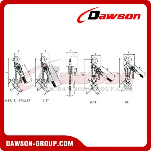 DSVG 0.8T - 9T Lever Block, Manual Lever Hoist for Lifting Goods